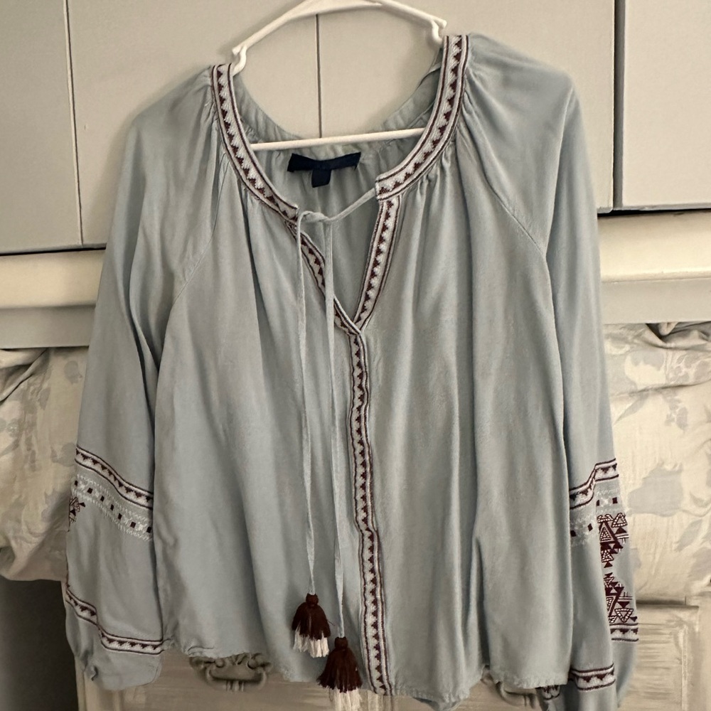 Beautiful Blue Rain Boho blouse size medium